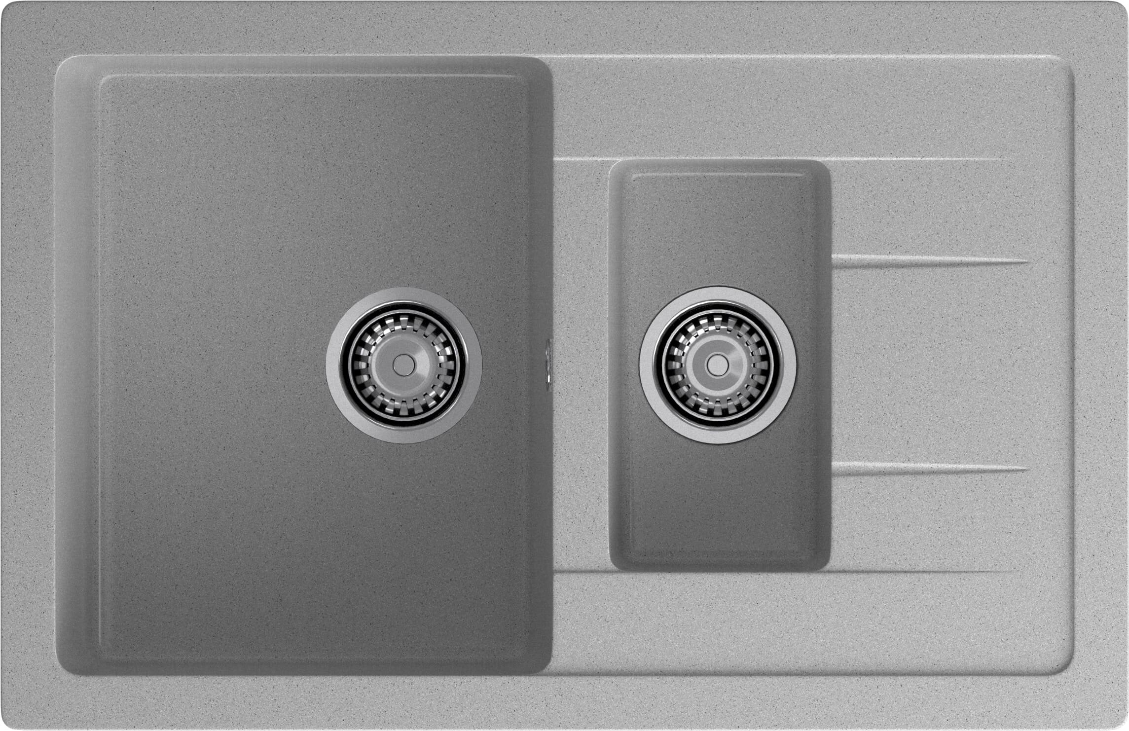 Изображение товара Кухонная мойка GranFest Quadro Q-775KL серый, 76.5 х 49.5 см