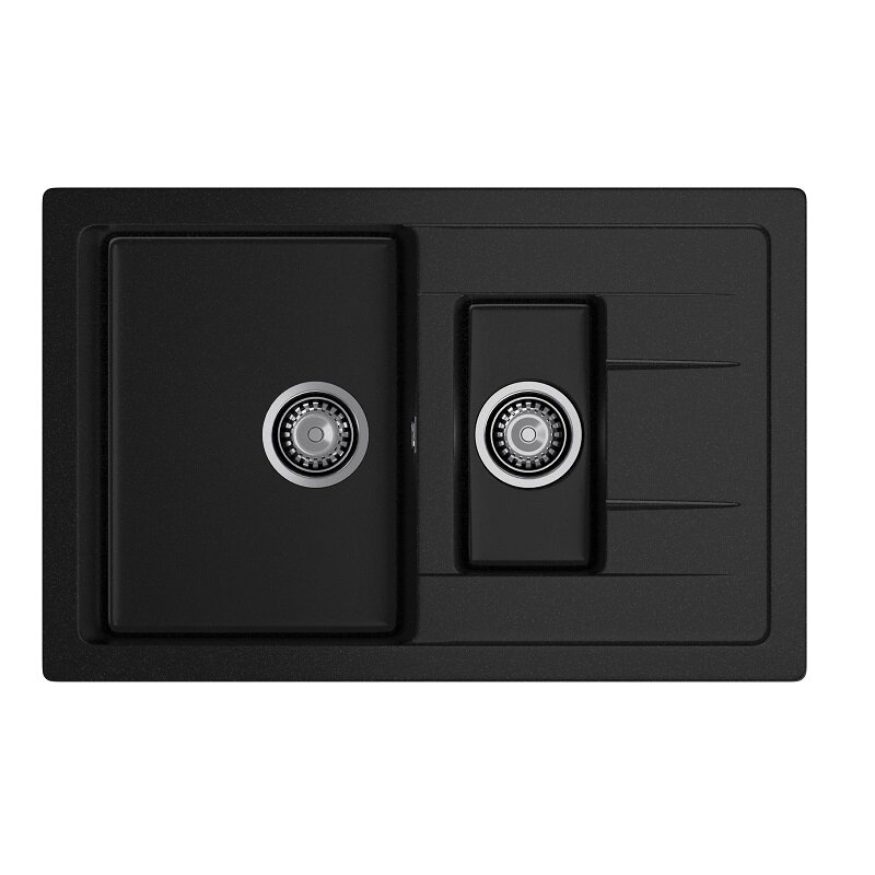 Изображение товара Кухонная мойка GranFest Quadro Q-775KL черная 76.5х49.5 см искусственный мрамор