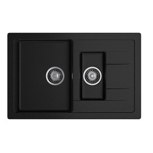 Изображение товара Кухонная мойка GranFest Quadro Q-775KL черная 76.5х49.5 см искусственный мрамор