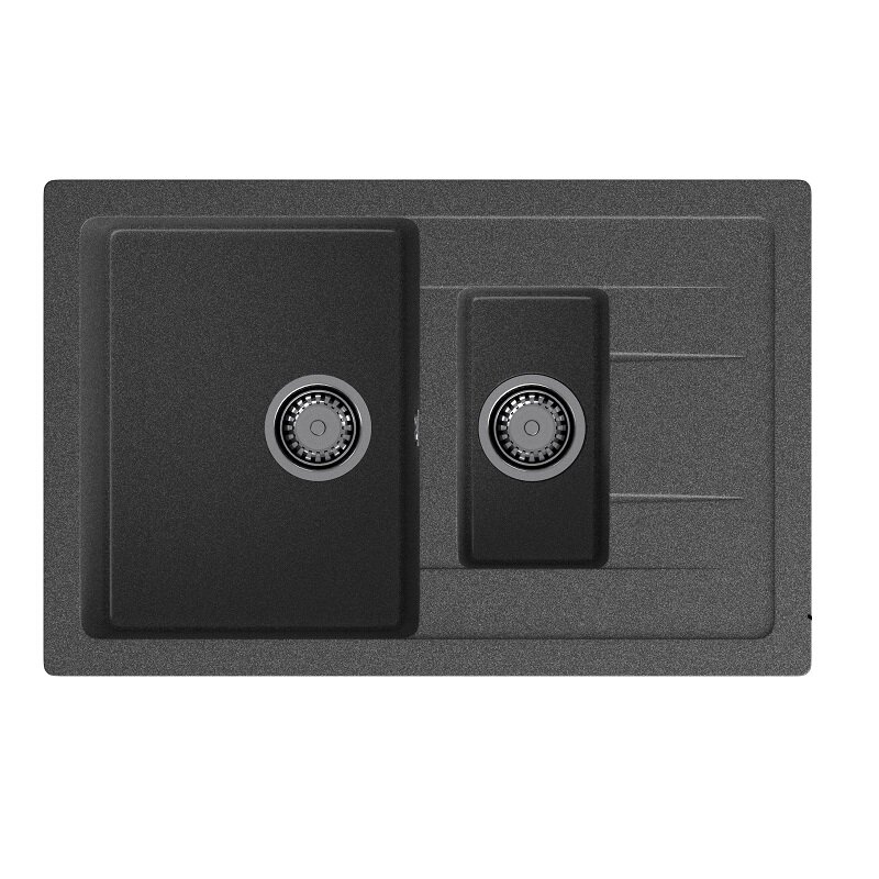 Изображение товара Кухонная мойка GranFest Quadro Q-775KL графит 76.5x49.5 см с двумя чашами