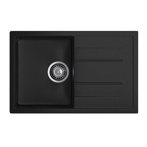 Изображение товара Кухонная мойка GranFest Quadro Q-780L черная 77x49.5 см искусственный мрамор