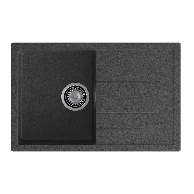 Изображение товара Кухонная мойка GranFest Quadro Q-780L графит 77x49.5 см искусственный мрамор