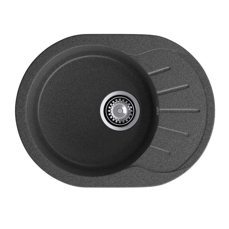 Изображение товара Кухонная мойка GranFest Rondo R-580L графит 57.9х44.5 см искусственный мрамор