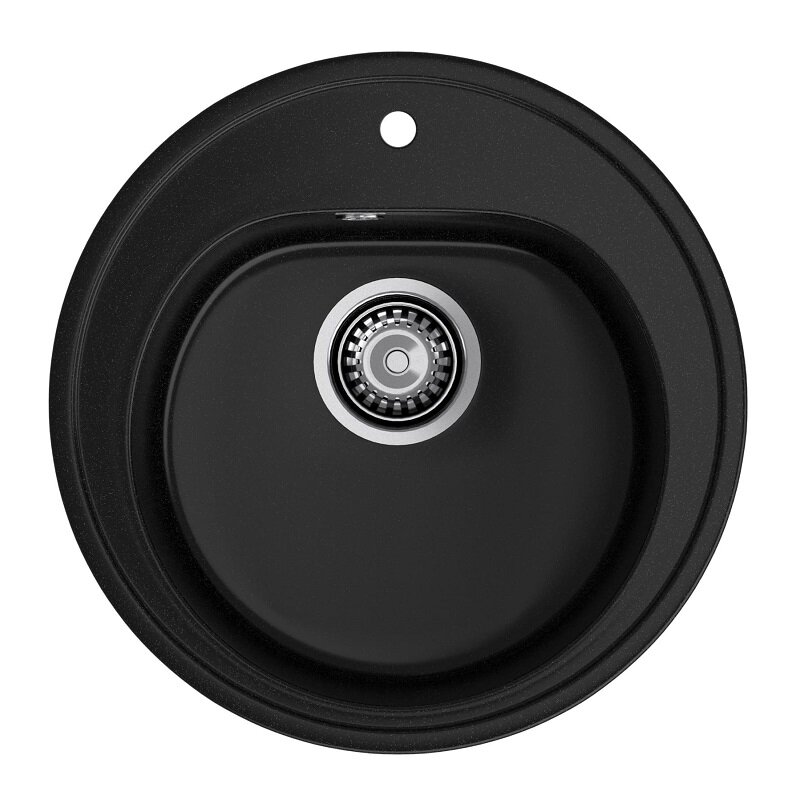 Изображение товара Кухонная мойка GranFest Rondo R-510 черная 50.5х50.8 см искусственный мрамор