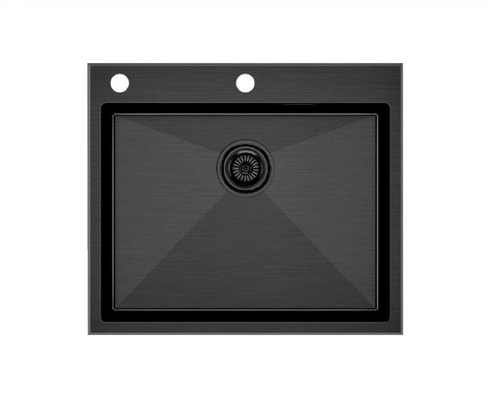 Изображение товара Кухонная мойка Paulmark Brim Edge PM775951-GM вороненая сталь угловая установка