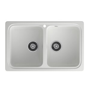 Изображение товара Кухонная мойка GranFest Standart S-780K иней 78.6х50 см двухчашевая из искусственного мрамора