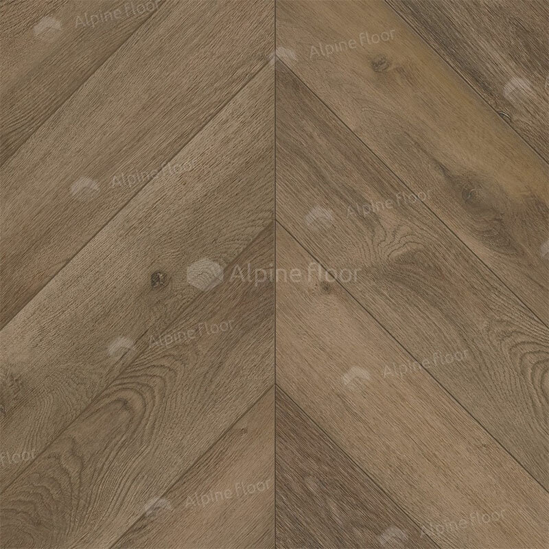 Изображение товара Виниловый ламинат Alpine Floor Chevron Alpine LVT, ECO 20-4, планка 12.7 х 55.5 см, декор Дуб Насыщенный, клеевой, 2.5 мм