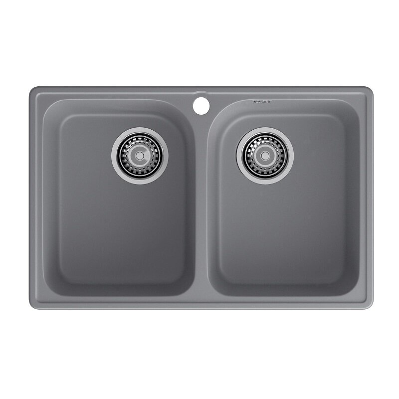 Изображение товара Кухонная мойка GranFest Quarz 15 темно-серый 73.7x47.8 см двухчашевая