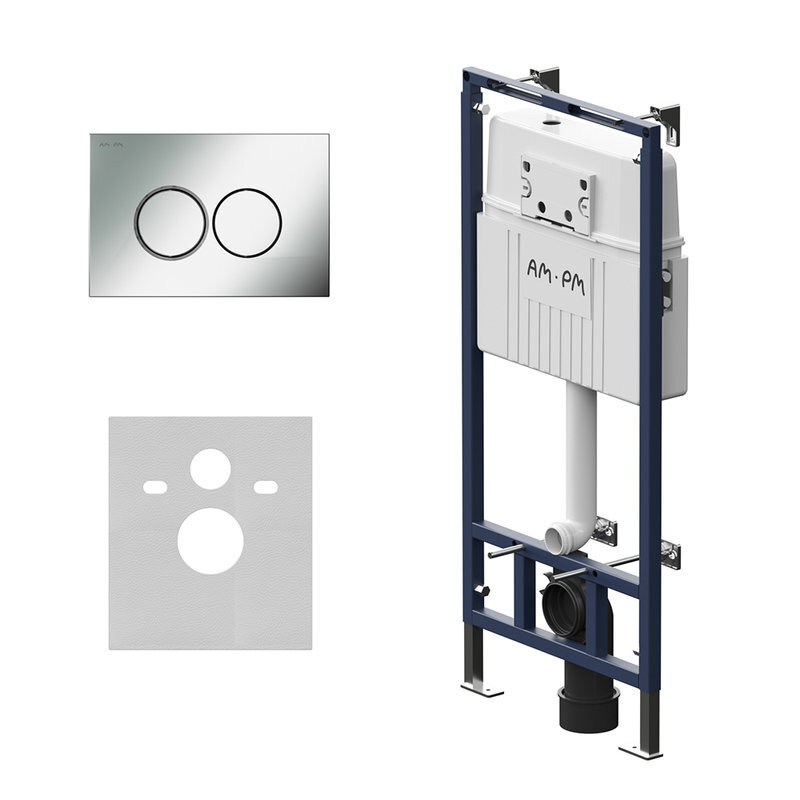 Изображение товара Инсталляция для унитаза Am.Pm MasterFit с клавишей и хром матовым цветом