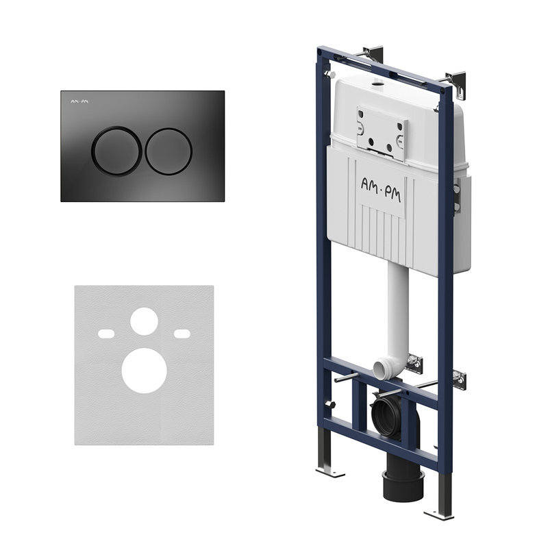 Изображение товара Инсталляция для унитаза Am.Pm MasterFit I012710.0138 с клавишей ProC L черный матовый Изображение товара Инсталляция для унитаза Am.Pm MasterFit I012710.0138 с клавишей ProC L черный матовый