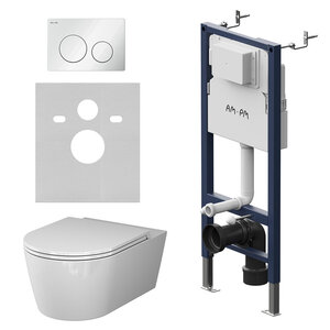 Изображение товара Инсталляция Am.Pm PrimeFit, I012709.0138, унитаз безободковый Func, крышка-сиденье микролифт, клавиша белая глянцевая