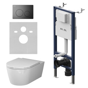 Изображение товара Инсталляция Am.Pm PrimeFit, IS90138.8F1701, унитаз безободковый Func, крышка-сиденье микролифт, клавиша черная матовая