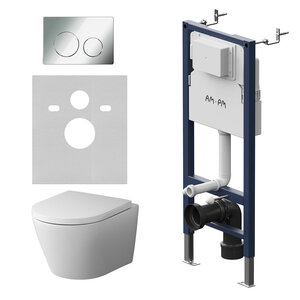 Изображение товара Инсталляция Am.Pm PrimeFit, IS90151.741701, унитаз безободковый Sense, крышка-сиденье микролифт, клавиша хром