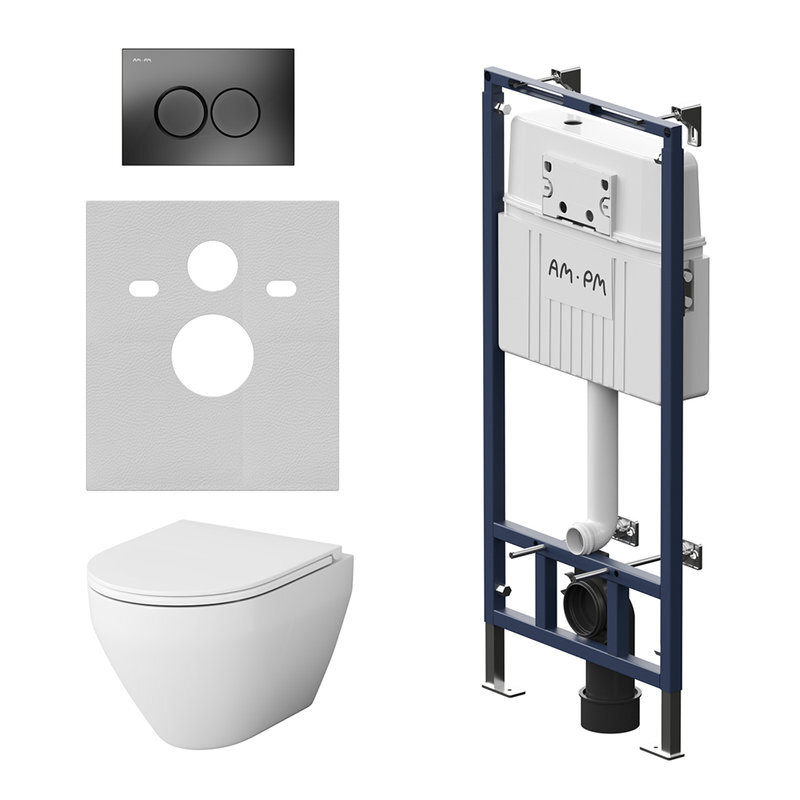 Изображение товара Инсталляция Am.Pm MasterFit для подвесного унитаза с клавишей ProC L черный матовый