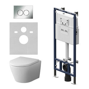 Изображение товара Инсталляция Am.Pm MasterFit, IS100151.741701, унитаз безободковый Sense, крышка-сиденье микролифт, клавиша хром