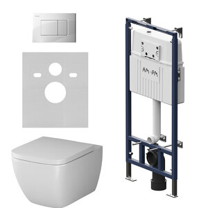 Изображение товара Инсталляция Am.Pm MasterFit, IS100201.901701, унитаз безободковый Gem, крышка-сиденье микролифт, клавиша белая