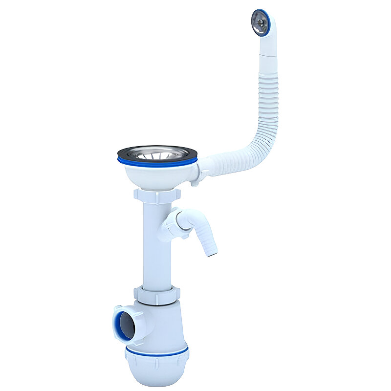 Изображение товара Сифон для кухонной мойки GranFest А 1042SP Ани Грот 3 1/2 нержавеющая сталь белый