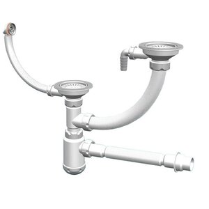 Изображение товара Сифон для мойки GranFest СНР 391-11-01, двойной, круглые переливы, нержавеющая сталь