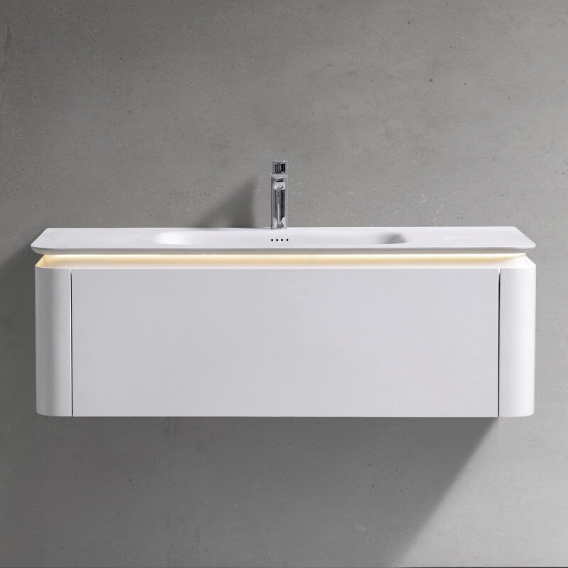 Изображение товара Тумба с раковиной Black&White Universe 120 см подвесная молочный белый влагостойкий материал