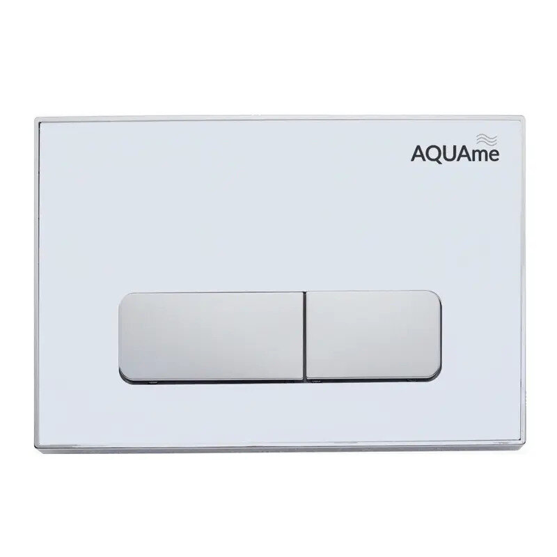 Изображение товара Клавиша смыва для инсталляции AQUAme AQM4104W, механическая, панель белая, клавиши глянцевый хром