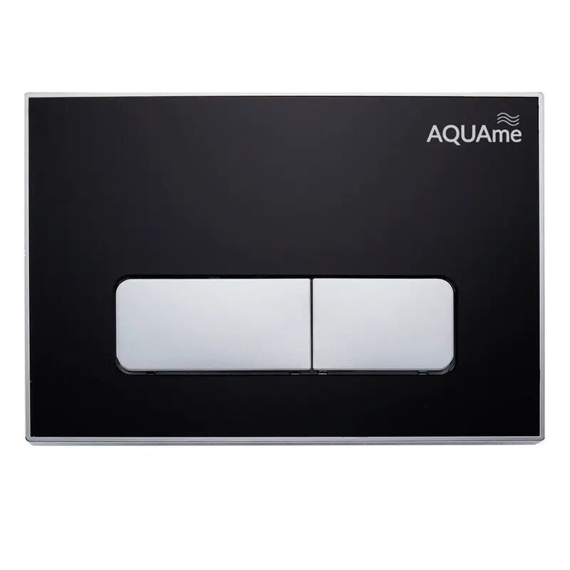 Изображение товара Клавиша смыва AQUAme AQM4104B механическая для унитаза черная с глянцевым хромом