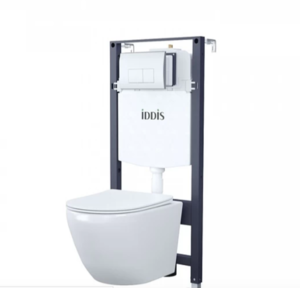 Изображение товара Комплект 3 в 1 Iddis, BASBQ01i73: подвесной унитаз Blanco Q, безободковый, сиденье микролифт, белый, инсталляция Profix, клавиша Unifix хром