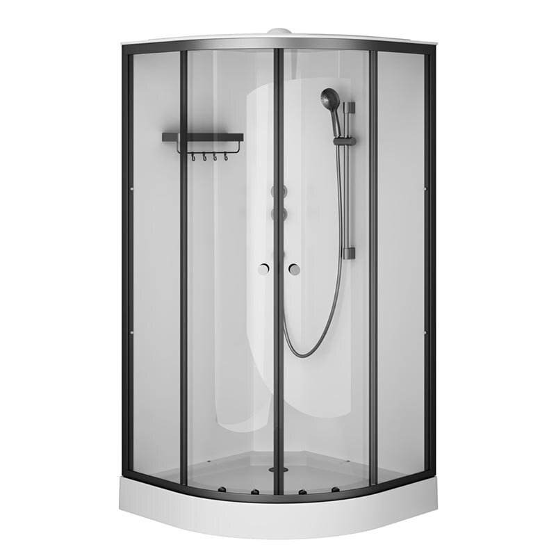 Изображение товара Душевая кабина Am.Pm X-Joy, W94C-401-100BT, 100 х 100 см, с крышей, стекло прозрачное, профиль черный матовый матовый