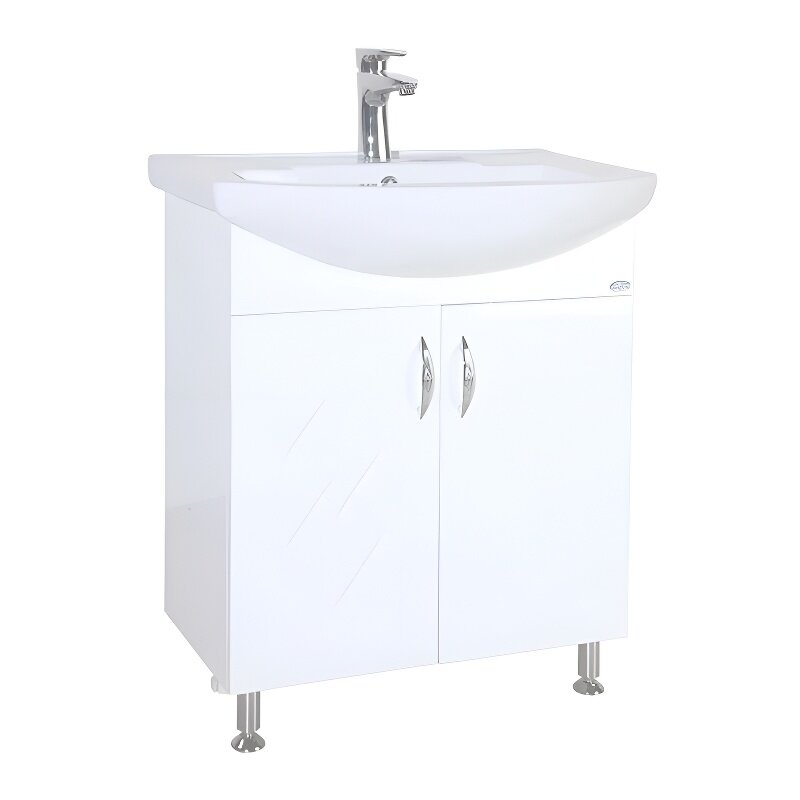 Изображение товара Тумба под раковину Bellezza Элеганс 55 см напольная белая с зеркалом