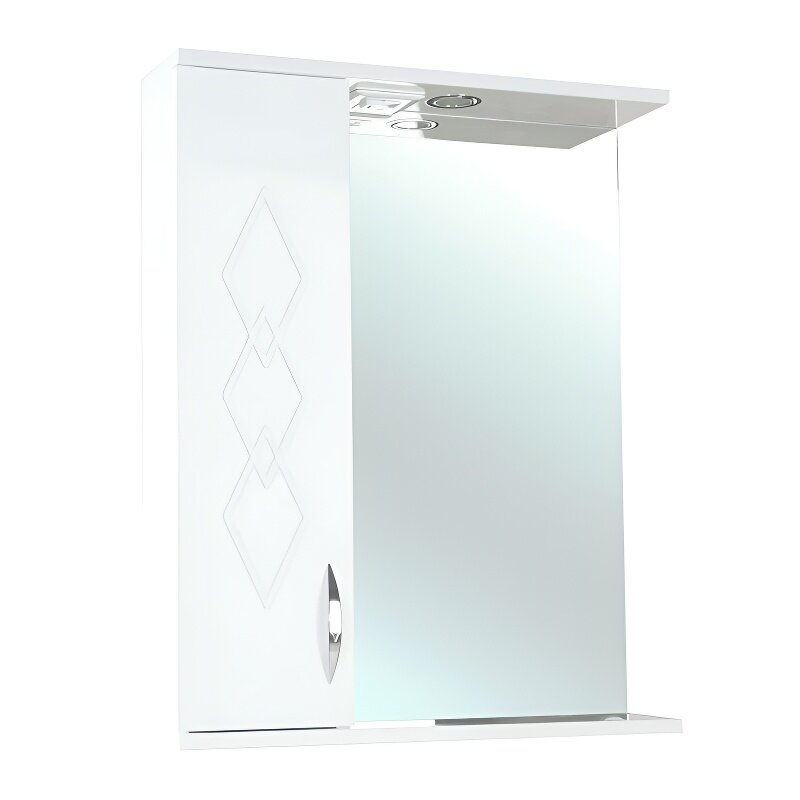 Изображение товара Зеркальный шкаф Bellezza Элеганс 55 см, с подсветкой, белый, левый, 4618608522013