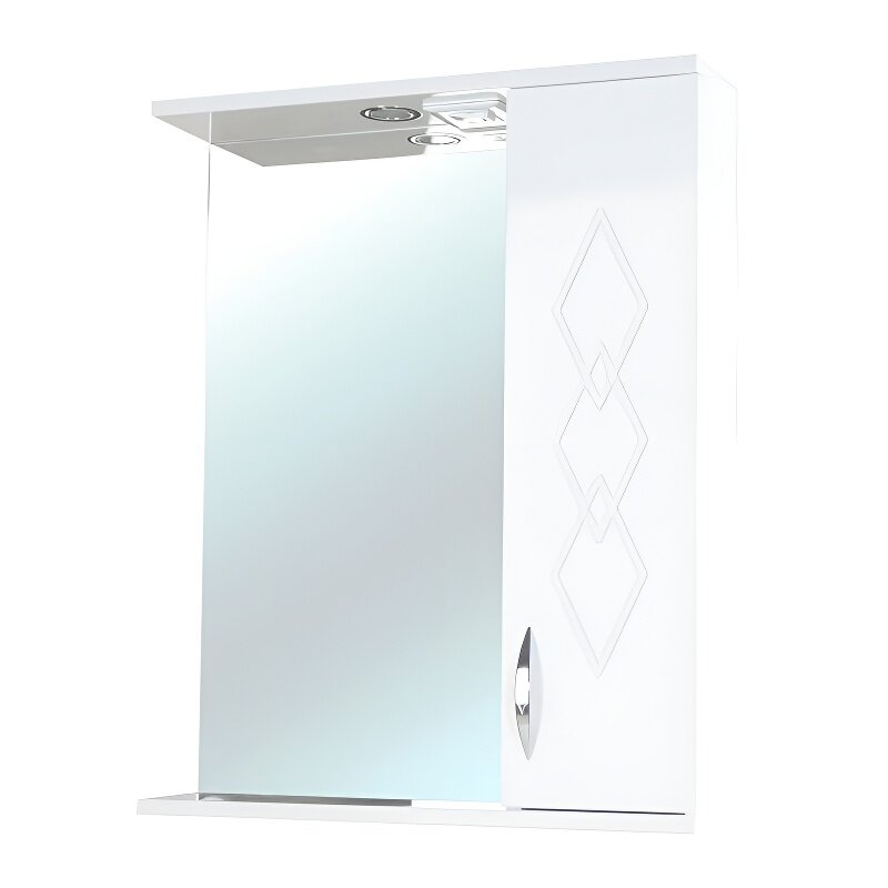 Изображение товара Зеркальный шкаф Bellezza Элеганс 55 см, с подсветкой, белый, правый, 4618608521016