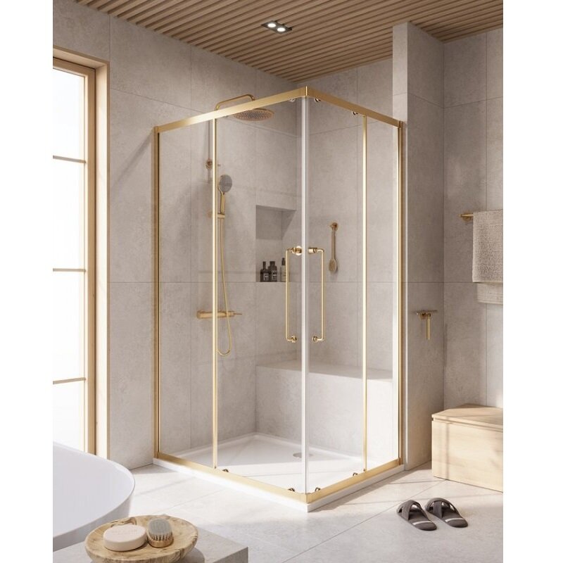 Изображение товара Душевой уголок Cezares RELAX-304-AH-2-120/90-C-BORO, 120 х 90 см, стекло прозрачное, профиль золото брашированное