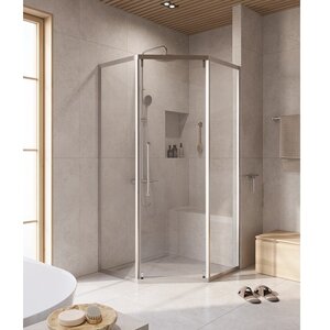 Изображение товара Душевой уголок Cezares RELAX-304-P-1-100-C-GM, 100 х 100 см, стекло прозрачное, профиль оружейная сталь