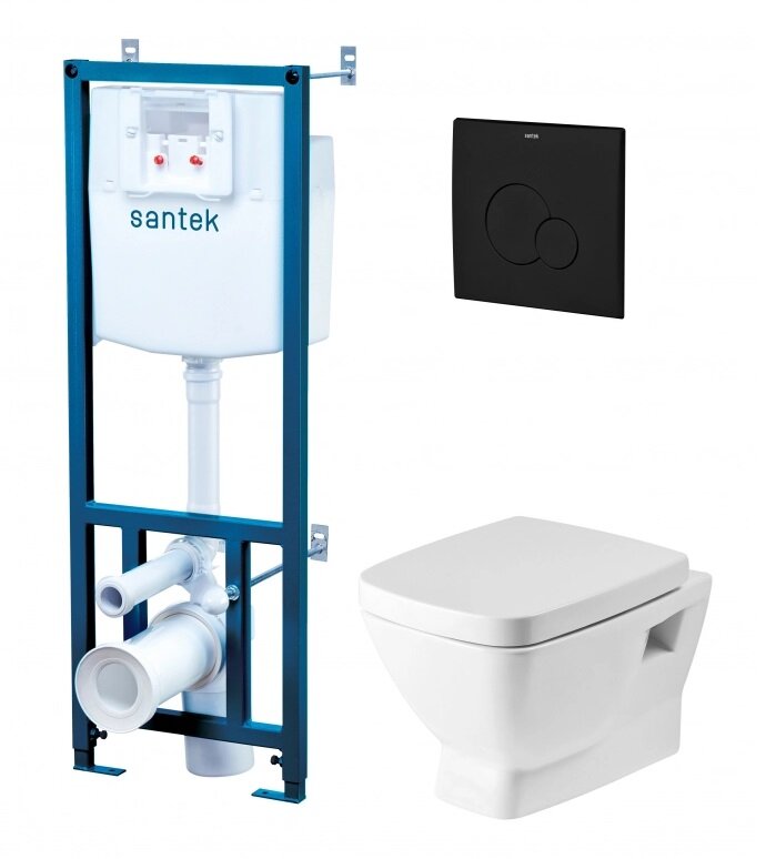 Изображение товара Инсталляция с унитазом Santek Нео ПЭК, 1.WH50.1.776 с микролифтом и черной клавишей