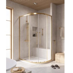 Изображение товара Душевой уголок Cezares RELAX-304-RH-2-120/90-C-BORO, 120 х 90 см, стекло прозрачное, профиль золото брашированное