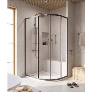 Изображение товара Душевой уголок Cezares RELAX-304-RH-2-120/90-C-GM, 120 х 90 см, стекло прозрачное, профиль оружейная сталь