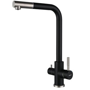 Изображение товара Смеситель GranFest Quarz Z-5421 черный для кухонной мойки, с подключением к фильтру, цвет черный