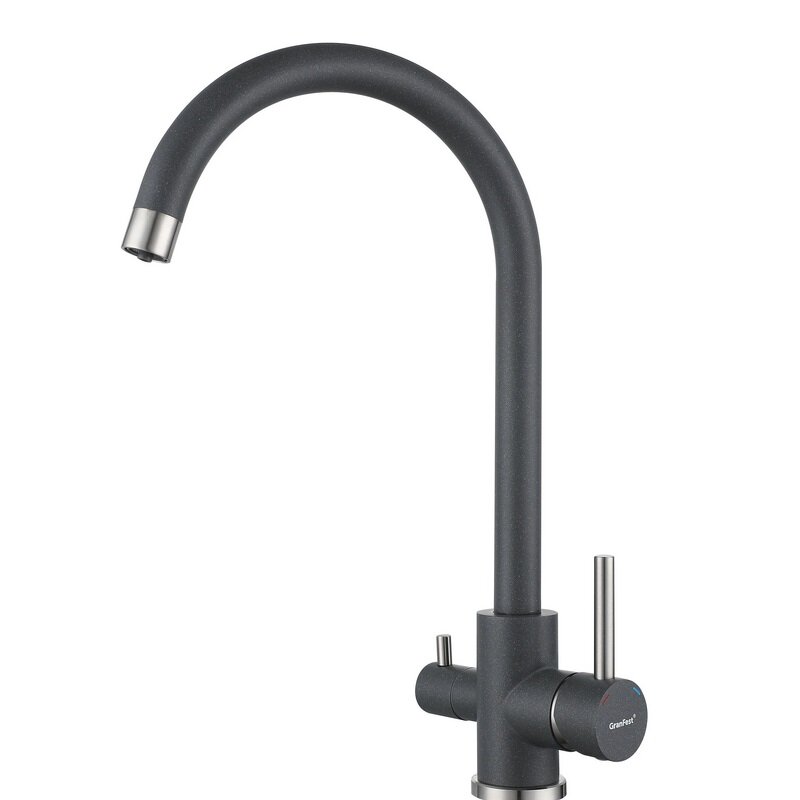 Изображение товара Смеситель GranFest Quarz Z-5420 темно-серый для кухонной мойки, с подключением к фильтру, цвет темно-серый