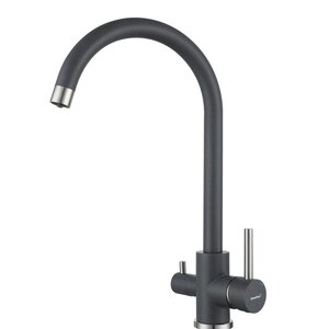 Изображение товара Смеситель GranFest Quarz Z-5420 темно-серый для кухонной мойки, с подключением к фильтру, цвет темно-серый