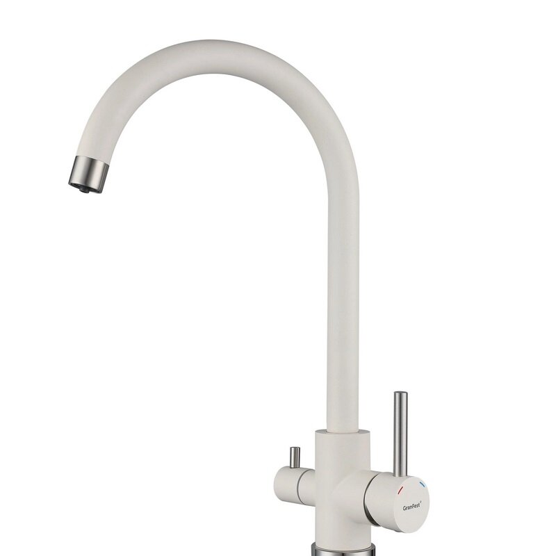 Изображение товара Смеситель GranFest Quarz Z-5420 белый для кухонной мойки, с каналом для питьевой воды, цвет белый