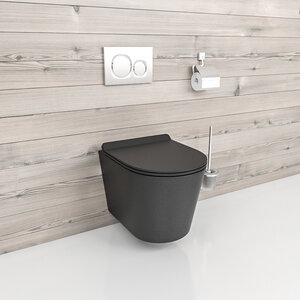 Изображение товара Подвесной безободковый унитаз BeWash Aldo BKWHR101480, крышка-сиденье с микролифтом, черный матовый