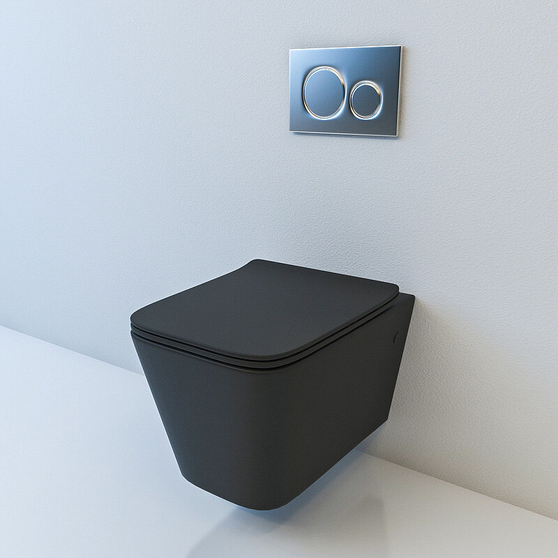 Изображение товара Подвесной безободковый унитаз BeWash Kraft BKWHR105510 черный матовый