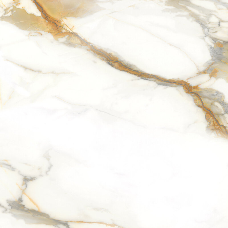 Изображение товара Керамогранит Alma Ceramica Calacatta Oro 57x57 см бело-бежевый с золотистыми прожилками