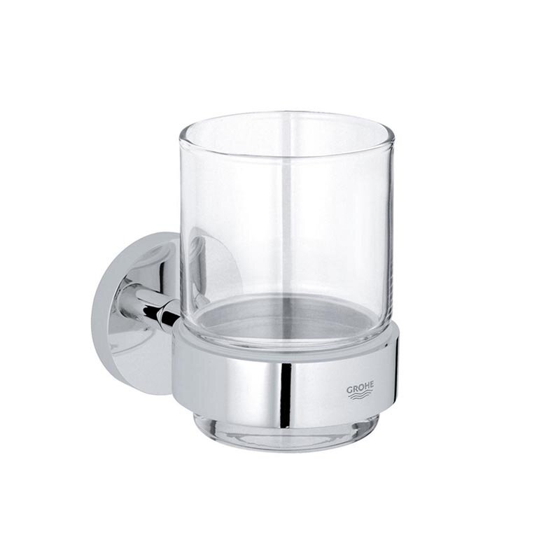 Изображение товара Стакан с держателем Grohe Essentials 40447001 - Хромированный аксессуар для ванной