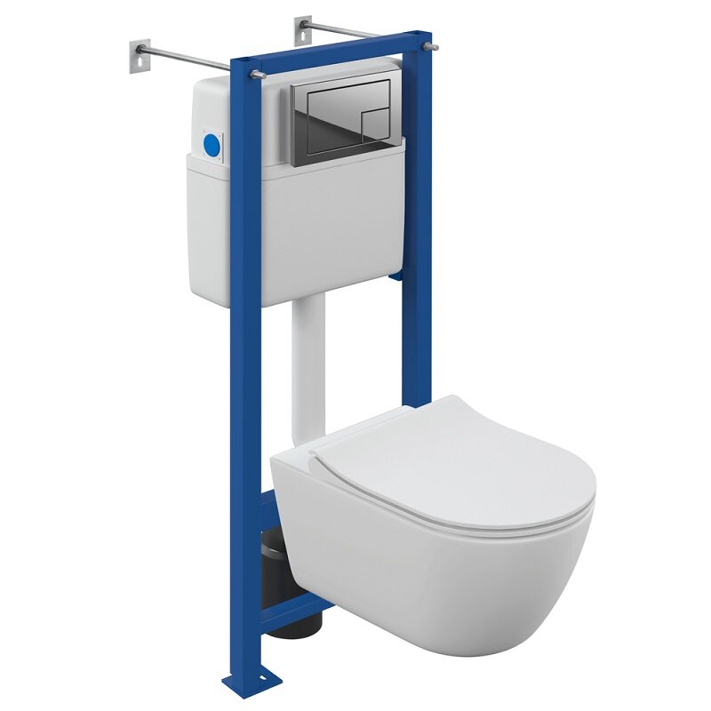 Изображение товара Инсталляция Cersanit Vector с унитазом A64576 Cersanit Nature Oval Clean On, сиденье slim микролифт, клавиша Corner хром, комплект