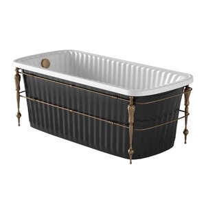 Изображение товара Ванна Migliore Olivia Console 24381 174 х 80 х 66 см, из литьевого мрамора, фурнитура бронза, панель черная глянцевая