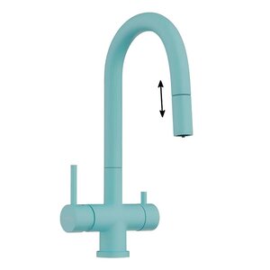 Изображение товара Смеситель Omoikiri Akita-S AZ 4994436 для кухонной мойки с фильтром, PVD-алюминий, azur blue матовы