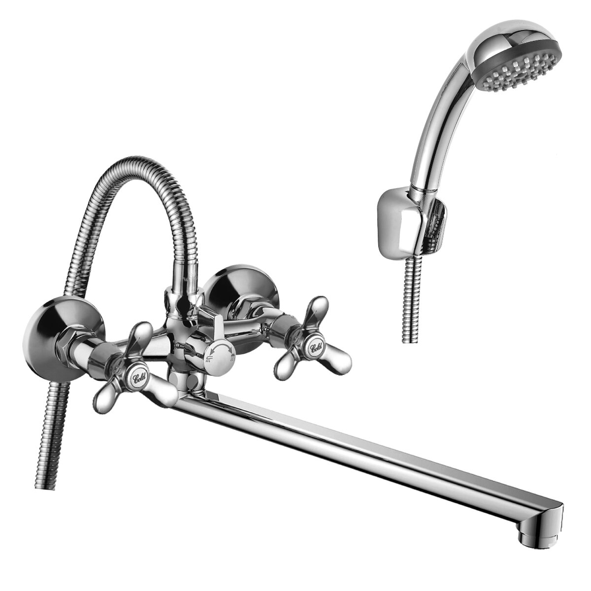 Изображение товара Смеситель Rossinka Q02-80 для ванны и душа с длинным изливом и керамическими вентилями