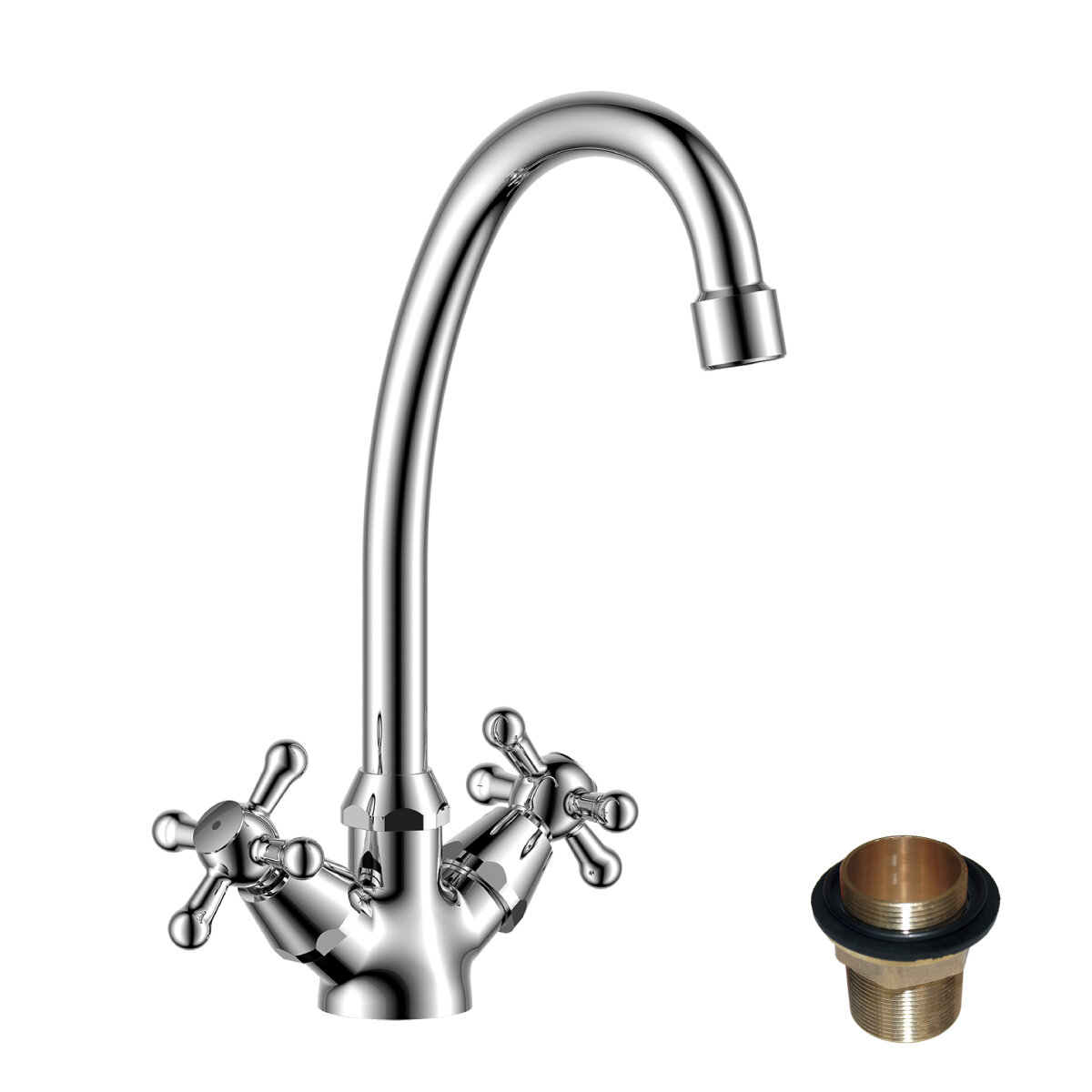 Изображение товара Смеситель для кухни Rossinka Y02-71U хром с поворотным изливом и гарантией 7 лет