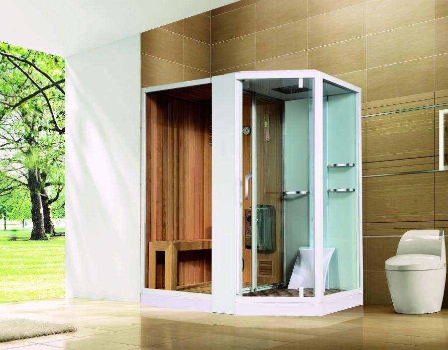 Изображение товара Душевая кабина Orans SR-89103LS White, Long door handle, 180 x 30 см, финская сауна, стекла прозрачные, профиль белый