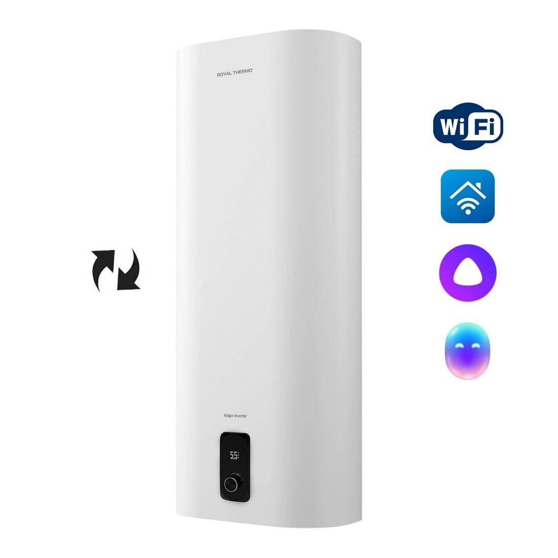 Изображение товара Накопительный водонагреватель Royal Thermo RWH 50 Major Inverter НС-1500391, реверсивный, 50 л, 2 кВт, однофазный, белый Изображение товара Накопительный водонагреватель Royal Thermo RWH 50 Major Inverter НС-1500391, реверсивный, 50 л, 2 кВт, однофазный, белый